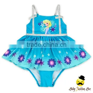 Children Cartoon Character Snow Strap Kids Beach Little Girl Modeling One Piece Swimwear Dress Clothes thumbnail-2
