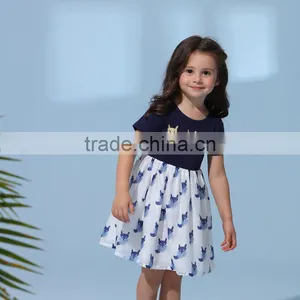 European Style New Model Children Designs One Piece Frock Dress Baby Girl Summer Fox Print Dress thumbnail-1
