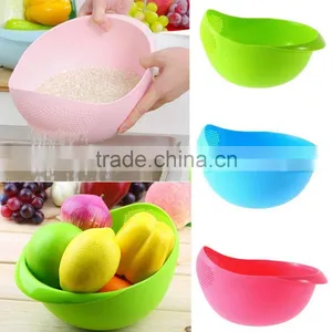 2017 New Practical Creative Fashion Plastic Wash Rice Colander Strainer Sieve Bright Kitchen Plastic Drain Vegatable Basket thumbnail-1