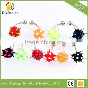 Stainless Steel Mixed Color Silicone Ball Shape Navel Ring thumbnail-5