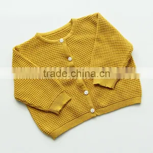 B22268A Hot Sale Baby Pure Color Cardigan Sweater Sweet Pineapple Grain Knit Sweaters thumbnail-1