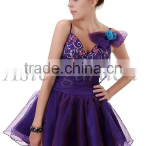 A-Line Princess Mini Jersey Cocktail Party Homecoming Prom Dress Organza Spaghetti Strap Beaded Prom Party Dress thumbnail-3