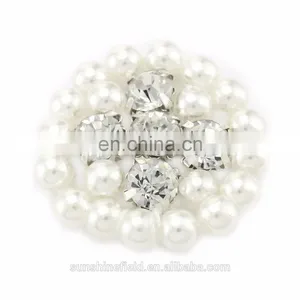 New Fashionable Handsewn Alloy Rhinestone Button With Pearl for Accessories With Silver Plating thumbnail-1