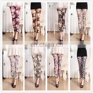 New Arrival Women 3D Digital Printing Flower Grenadine Leggings 18 Colors Wholesale thumbnail-1