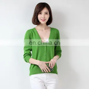 Spring Autumn High Quality Fashion V-neck Custom Latest Design Autumn Long Sleeve Rayon V Neck Cardigan Sweater Design for Women thumbnail-6