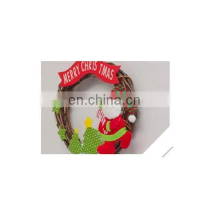 Rattan Cane Santa Claus Christmas Wreath Door Decoration Holiday Wreath Circle Rattan Cane Hanging Decoration thumbnail-4