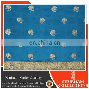 African Dubai Nigerian Sequins Work Royal Blou George Fabric Wrapper Manufacturer thumbnail-1