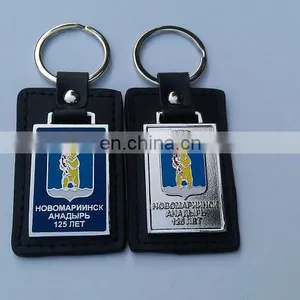 Custom China Factory Directly Promotional Business Gift Leather Keychain, Wholesale Customized Logo Leather Keychains thumbnail-1