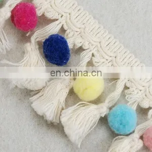 Top Fashion Multico Design Cotton Pompom Fringe Tassel Trim thumbnail-4