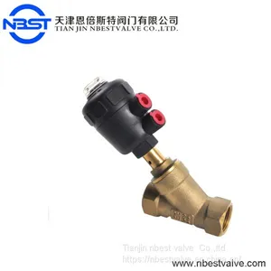 DN25 Bronze Brass Body Pneumatic Control Valve Pneumatic Angle Seat Valve thumbnail-1