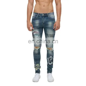 DiZNEW Spray Denim on Factory Wholesale Printing Dark Blue Fashion Mens Plus Size Pants & Jeans thumbnail-1