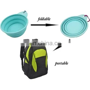 Silicon Dog Feeding Bowl Accept Custom Color Bowl With Carabiner Practical Design thumbnail-2