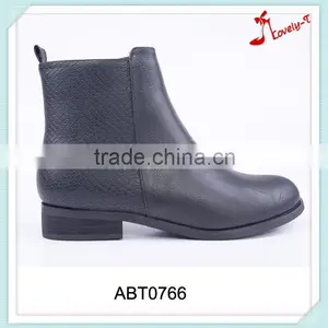 New Style Latest Design Half Snakeskin Lady Cheap Security Low Heel Ankle Boots thumbnail-1