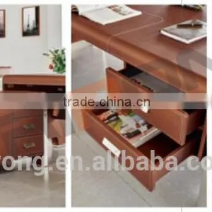 Antique Customized Colorful Wooden Commercial Front Executive Office Desk With Genuine Leather Cover Design thumbnail-5