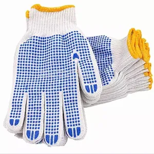 Anti Slip 7Gauge White Polycotton Liner PVC Dotted Work Gloves thumbnail-5