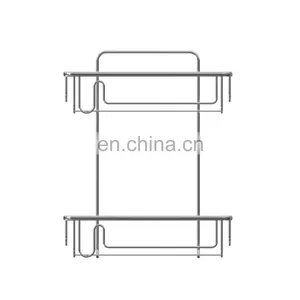 2 Tier Stainless Steel Wire Rack Wall Mounted Adhesive Magic Sticker Bathroom Storage Shelf Rack thumbnail-2