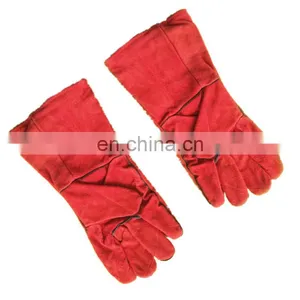 Anti-slip Industrial Cow Split Cut Resistant Leather Long Safety Working Welding Gloves For Welder thumbnail-4