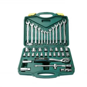 37pcs Cr-V Steel Socket Wrench Set A, 72-Tooth Ratchet Handle Socket & Wrench Tool Kit With Plastic Case thumbnail-1