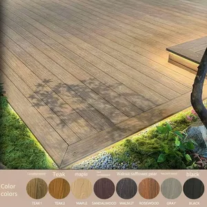 Factory Wholesale Outdoor Wood-plastic Square-hole Long Strip Embossed Plastic Wood Flooring for Courtyards and Terraces, Waterproof and Anti-corrosion Flooring thumbnail-4