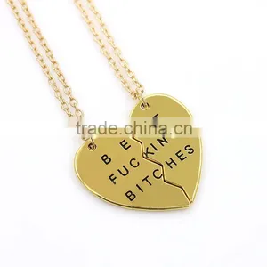 Best Bitches Broken Heart Necklace Pendant Necklace Wholesale thumbnail-6