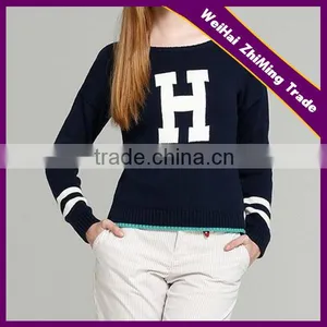 2014 Fashionable Crew Neck Uniform Freestyle Women Pullover Sweater thumbnail-1