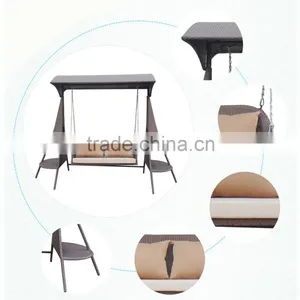 Double Luxury Patio Rattan Hanging Swing Chair Wicker Hanging Garden Swing Chairs thumbnail-6