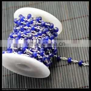 LFD-0015C ~ Wholesale Silver Plated Wire Wrapped Blue Stone Chain Beaded Jewelry Finding thumbnail-3