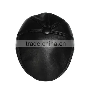 Genuine Leather Black Size Fitted Ivy Caps for Wholesale thumbnail-6