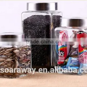 Candy Glass Storage Jar Sealed Cans Straight Dry Fruit Flower Pot With Silver Screw Cap thumbnail-4