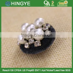 Wholesale Fabric Covered Rhinestone Pearl Button for Coat 15779 thumbnail-2