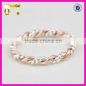 Fashion Jewelry Gold Stacked Rings Wholesale Sterling Silver and Rose Gold Twist Ring thumbnail-1