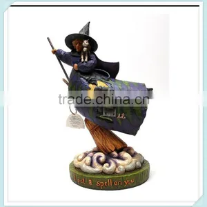 Halloween Witch on Broom With Cloud Figurine thumbnail-1