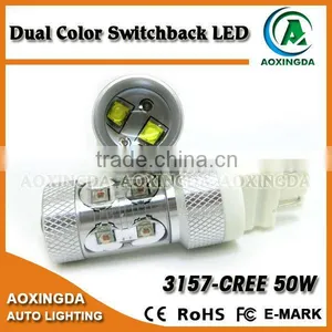 3157 C.R.E.E 50W Dual Color Switchback LED Turn Signal Light Parking Light thumbnail-1