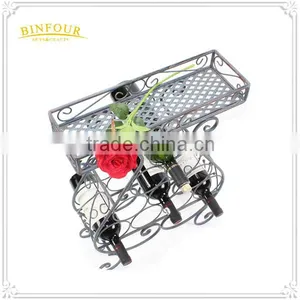 Wrought Iron Tall Wall Mounted Wine Rack Metal Wine Shelving thumbnail-5
