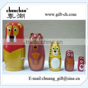 Wooden Russian Doll, 5pc Rolly/Polly Nesting Babushka Doll Set thumbnail-1