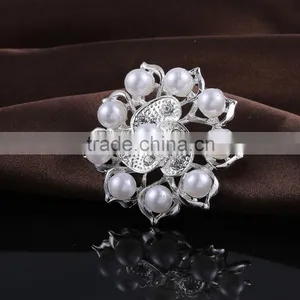 Round Pearls Rhinestone Buckle Pins,Wedding Bridal Brooch For Dress thumbnail-2