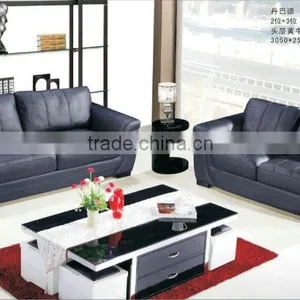 Modern General Leather Home Used 1+2+3 Black High Quality Sofa AL370-B thumbnail-1
