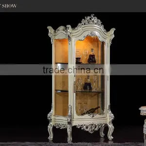 Plain White Wood and Glass Wine Cabinet for Dinning Room Furniture thumbnail-3