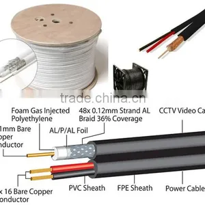 Telecommunications Cctv Cable Full Copper Rg59 Coaxial Cable 2dc Power Insulation Foam China Supplier thumbnail-4
