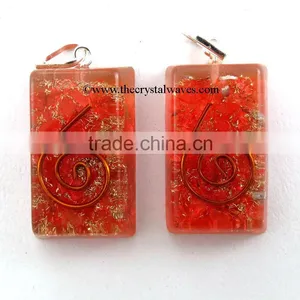 Red Orgone Square Shape Pendants thumbnail-1