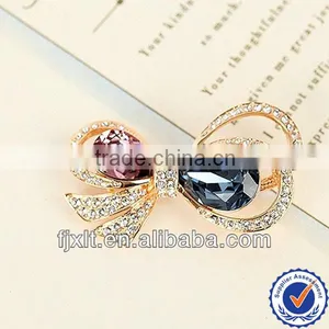 Hot Sale Fashionable 925 Sterling Silver Colorful Crystal Bow Brooch thumbnail-1