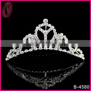 Manufacture Wholesale Elegant Princess Metal Rhinestone Tiara Hair Comb thumbnail-1