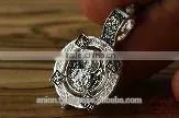 Silver 925 Round Pendant Icon of St. Mary. Russian Style. thumbnail-2