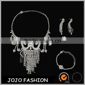 Fahion Wedding Series Woman Bulk Necklace Silver Plated Diamond Bridal Jewelry Set Supplier's Choice thumbnail-1