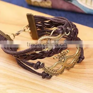 Alloy Deathly Hallows Snitch Owl Black Synthetic Leather Bracelet thumbnail-4