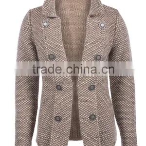 Ladies Knitted Buttoned Winter Jacket Mixed Color High Quality Knitwear Producer in Turkey Casual Knit Jacket Supplier in Turkey thumbnail-3