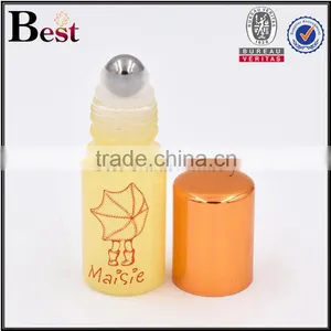 8ml Yellow Small Glass Roll on Tube Perfume Bottle Stainless Steel Roller Ball Aluminum Cap thumbnail-3