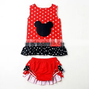 Fashion Design Summer Red Mini Mouse Cotton Swing Top Set With Bloomer for Kids thumbnail-1