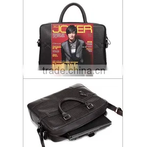 Hot Sell Italian Trendy Men Coffee Weaving Pattern Top Layer Leather 14 Inch Laptop Briefcase Shoulder Bag thumbnail-6