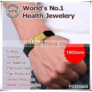 Noproblem P036G Bio Magnetic Titanium Silicone Sports Fitness Personalized Elastic Power Bracelet thumbnail-1